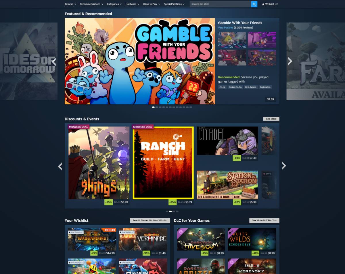 Steam has updated the main page for all users